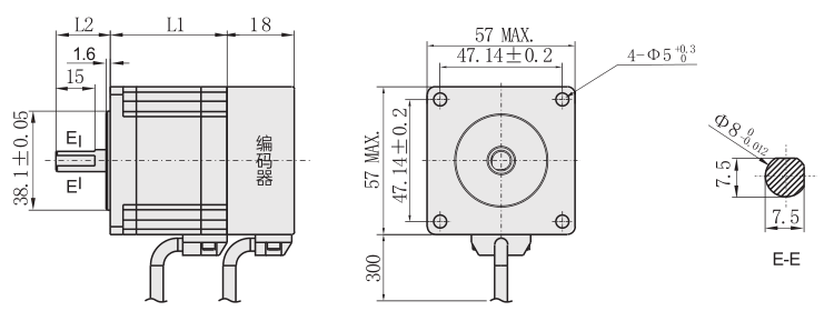 57mm闭环步进电机尺寸图