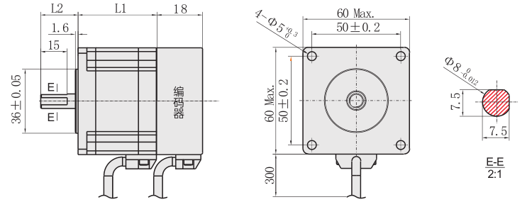 60mm闭环步进电机尺寸图 60mm闭环步进电机尺寸图