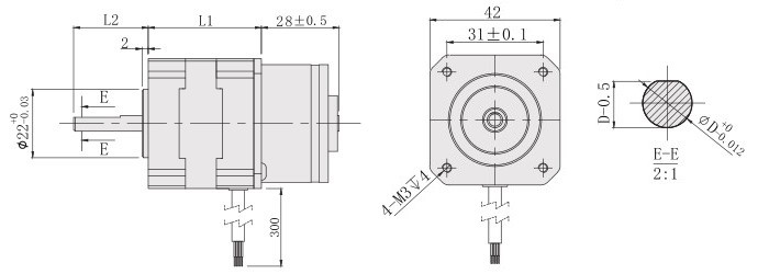 42mm刹车步进电机外形尺寸图