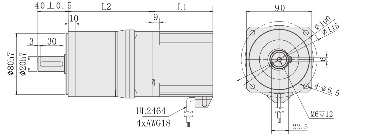 PF90行星减速步进电机尺寸图