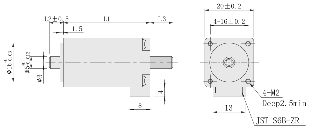 20mm中空轴步进电机尺寸图