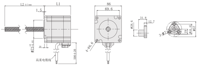 86外部驱动丝杆电机