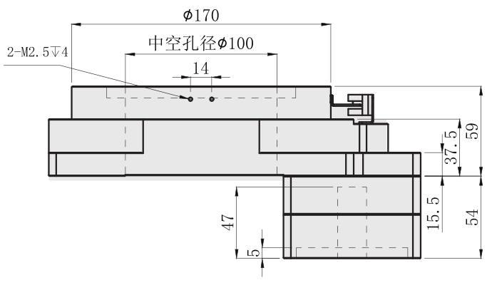DH200中空旋转平台尺寸图 DH200中空旋转平台尺寸图