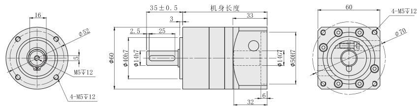 PE60行星减速机尺寸图